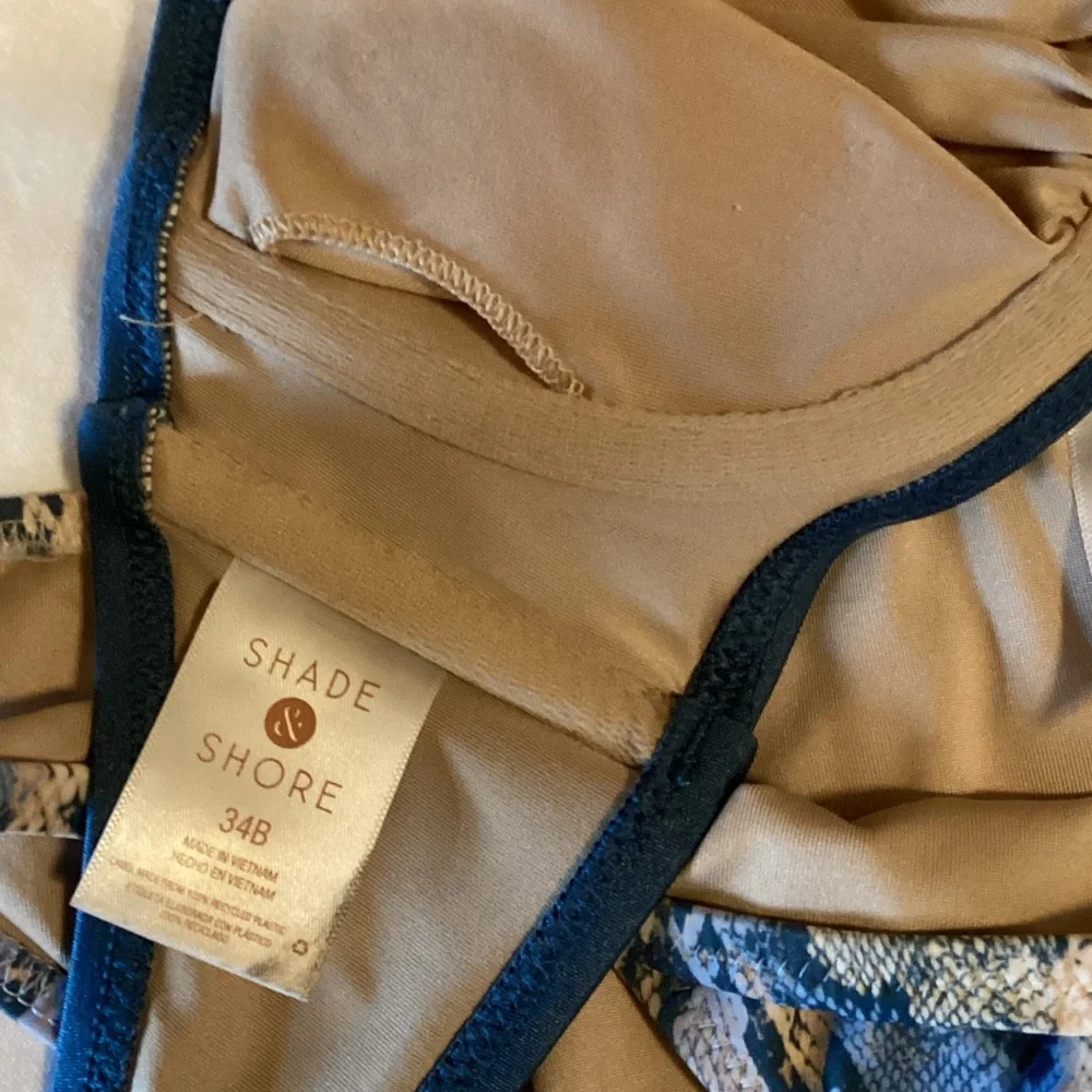 Shade & Shore Blue and Tan Snake Print Bikini Top 34B, Bottom Medium - Picture 3 of 5